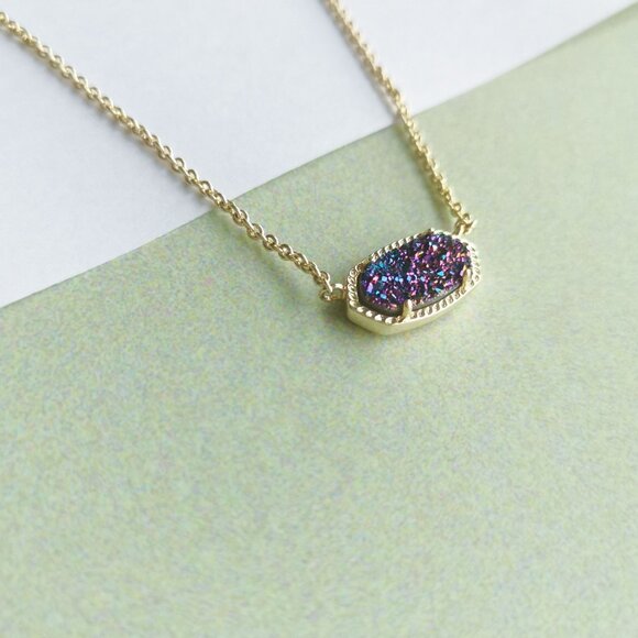 Kendra Scott Elisa Multicolor Drusy Necklace - Gold - Picture 3 of 4